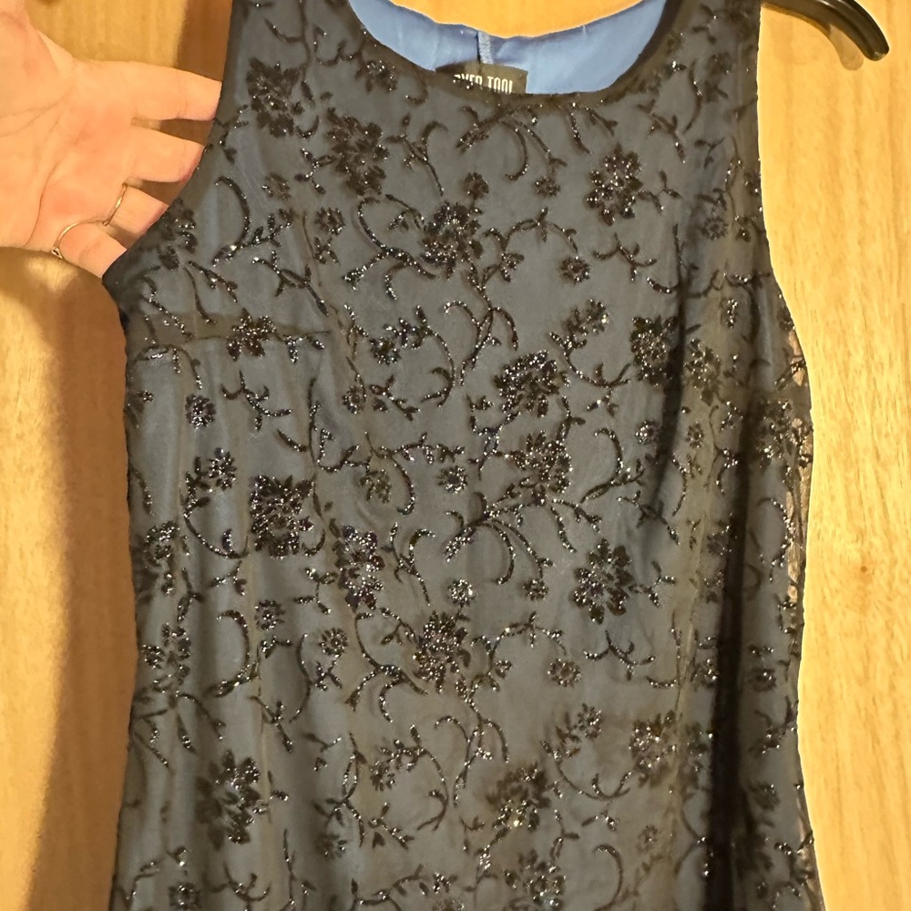 Chic Blue with a Black Floral Mini Dress